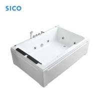 Big size square shape acrylic massage bathtub for two persons