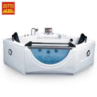 Solid surface pmma white deep bathtub with seat 2 people tub freestanding bathtubs optional bubble bath